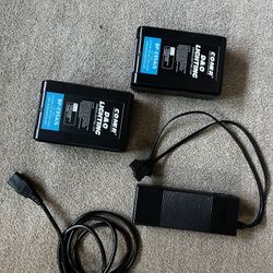 Two 95Wh V Mount Batteries & D Tap Charger Bundle