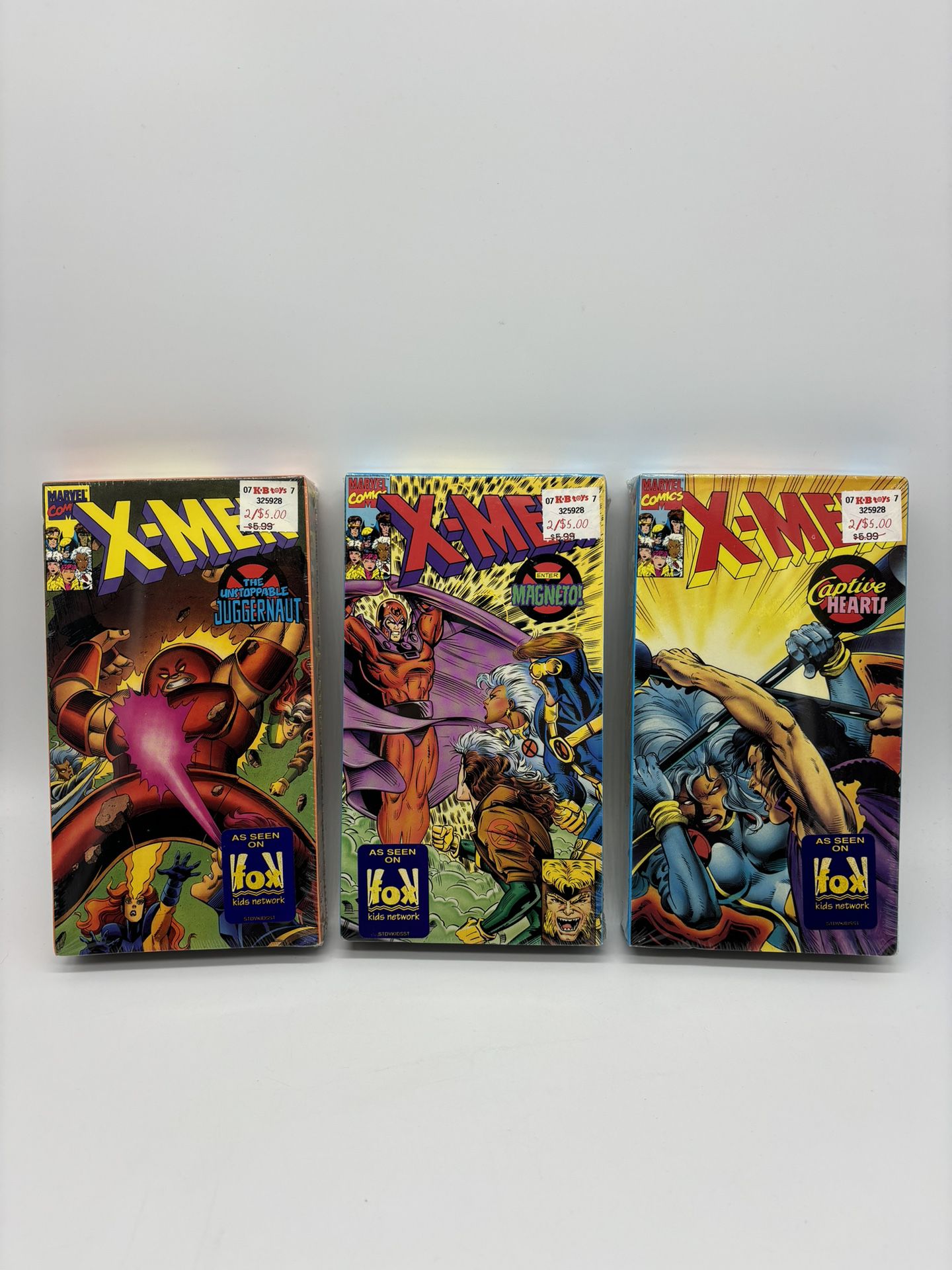 Marvel X-Men Lot Of 3 Sealed VHS- Enter Magneto, Captive Hearts, Unstoppable Juggernaut 