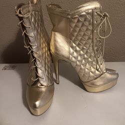 Gold Quilt Pattern Boots