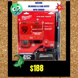 🦅 MILWAUKEE BATTERY High OUTPUT 8.0 & RAPID DUAL CHARGER 
