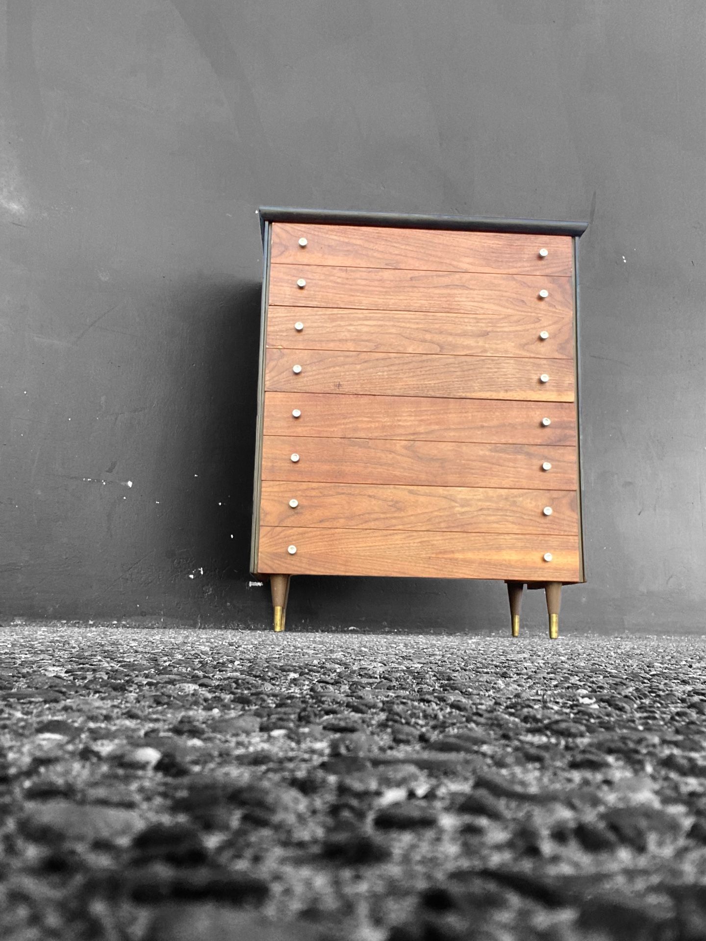 Reimagined Mid Century Modern Solid Wood Dresser With Brushed Chrome Hardware