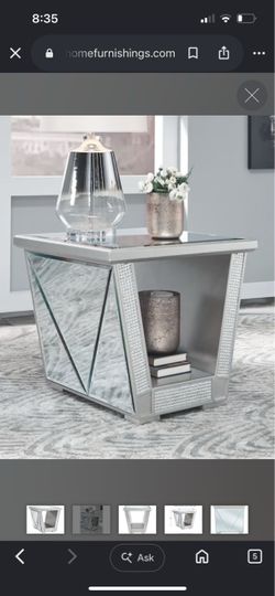 Mirrored End Table with Open Shelf