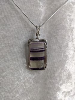 Fluorite Pendant Wire Wrapped In Sterling Silver