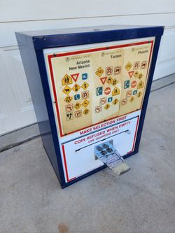 Vintage Road Map Dispenser Coin-Op Vending Machine Garage Automobilia