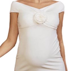 Brandnew(Medium)Maternity Tops Off Shoulder Tops Casual Cute Tops V Neck Shirts Pregnancy Tops