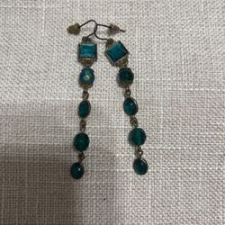 Antique Gold And Emerald Stone Drop Earrings