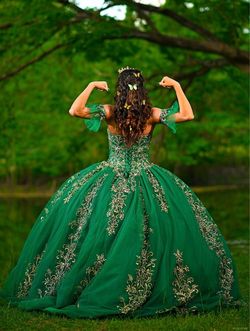 VERDE/GREEN strapless quince dress M/S
