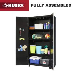 Husky 48 in. Steel Garage Cabinet, Black, Fully Assembled