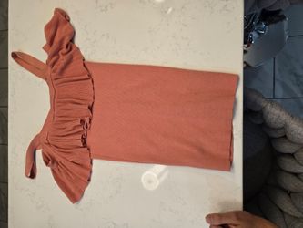 Terracotta Ribbed Ruffle Crop Top