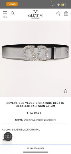 Used Unisex Valentino Grey  BELT IN METALLIC CALFSKIN