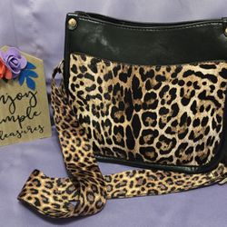 NWT Leopard Print Crossbody Bag With Wide Adjustable Guitar Strap