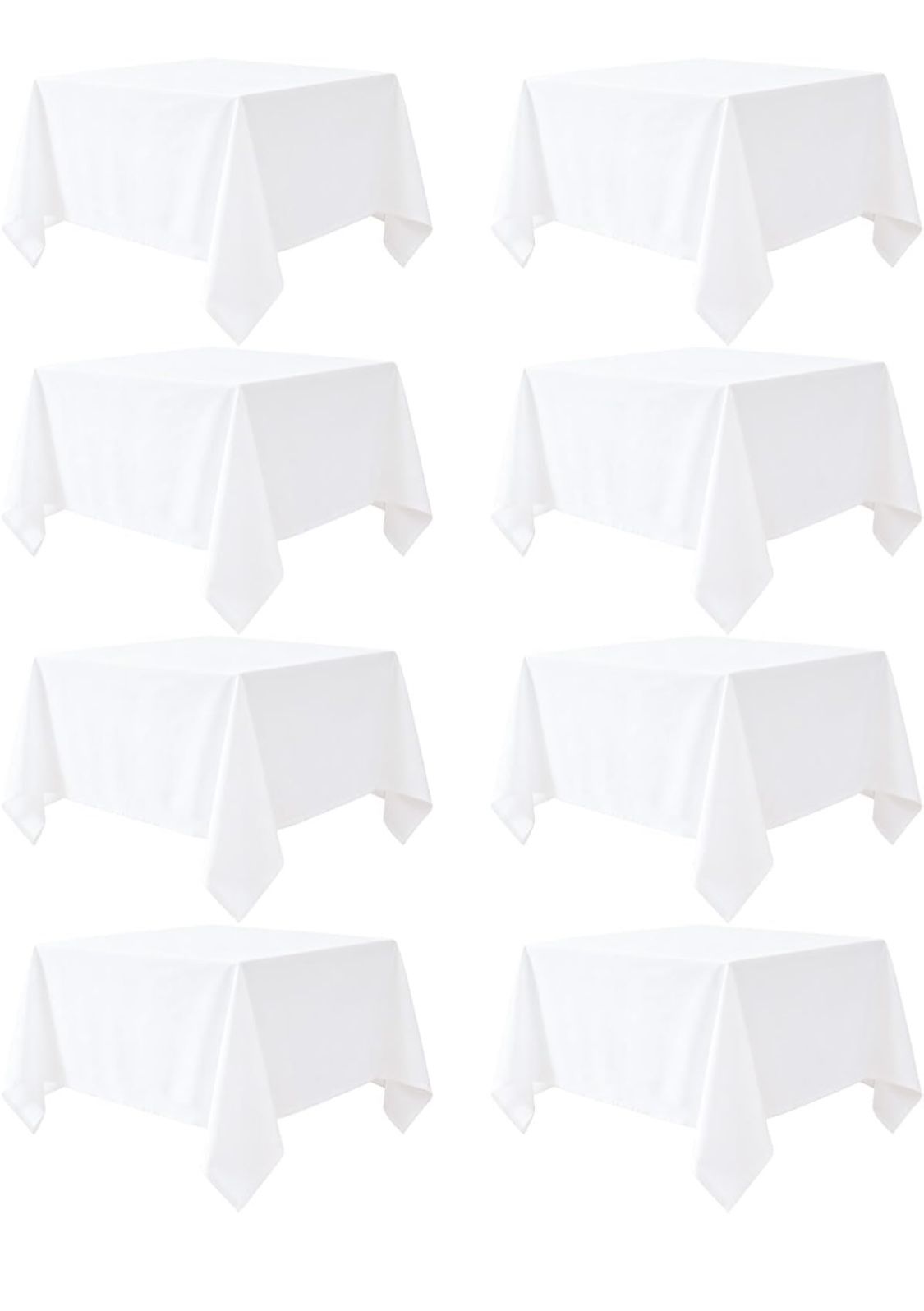 8 Packs White Table Cloth 54x54 Inch For Square Tables, Wrinkle Resistant Polyester Fabric Tablecloth Washable Rectangular Table Covers For Dining Wed