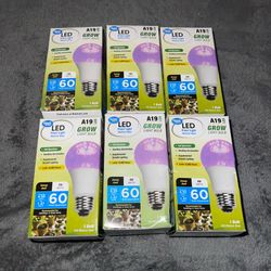 Lot of 6 Brand New LED Plant Grow Lights - 9W / E26 Base
