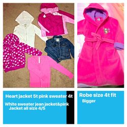 Kids girls coats/jackets/sweaters sizes 4&5 toddler