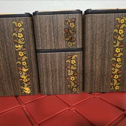 Vintage Metal Kitchen Canisters Set Lidded