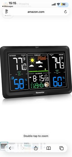 Weather Station Wireless Indoor Outdoor, Indoor Outdoor Thermometer Wireless, 7.5" Home Weather Stations with Atomic Clock, Temperature Humidity Gauge