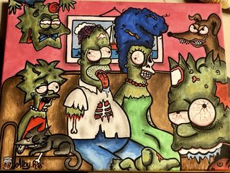 Zombie simpsons family painting