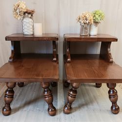 Solid Wood End Table Set