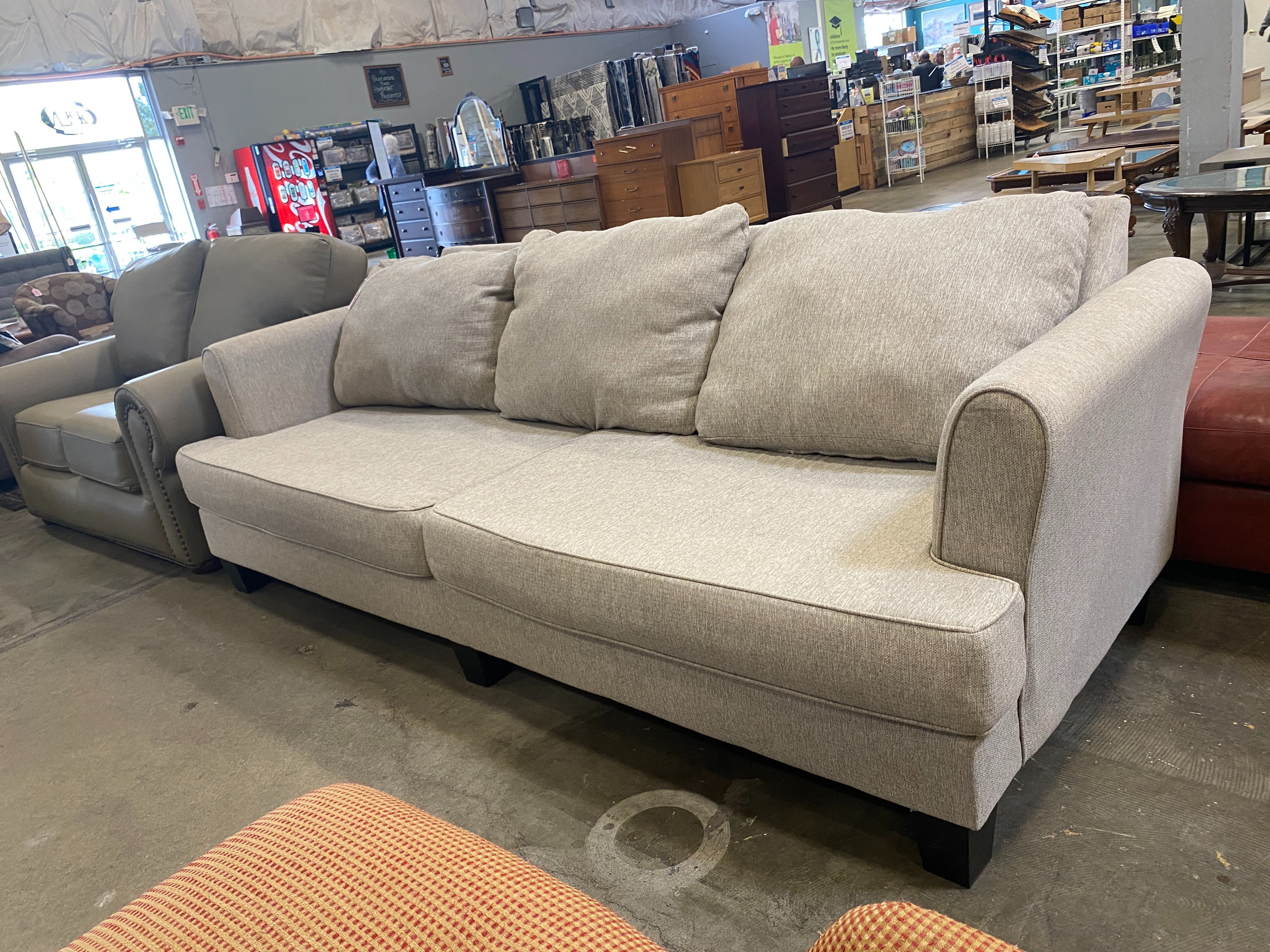 MICHAEL NICHOLAS Subtly Grey Torpedo Arm Sofa