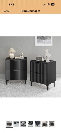 Set of 2 black modern nightstand