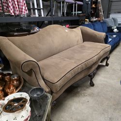 Vintage Camel-back Sofa In A Beautiful Light Brown Color