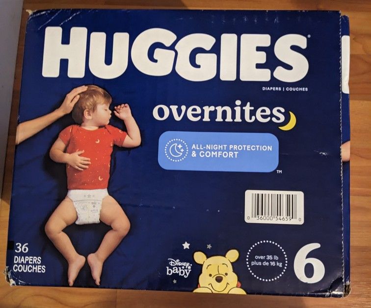 Diapers Huggies Overnites Size 6 36 count