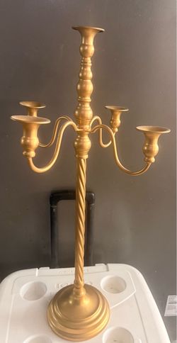 5 gold candelabras 5 arm 28.5” H