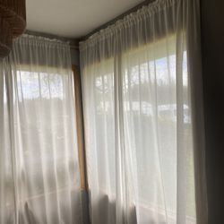 Curtains Natural Linen Curtain Rod Leather Holders Gold Pin