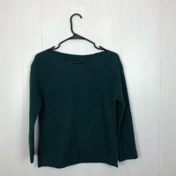 Leith Green Ribbed Knit Sweater Sz S
