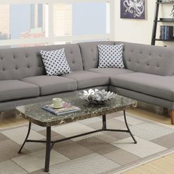 Brand New Light Grey Retro Style Sectional Sofa