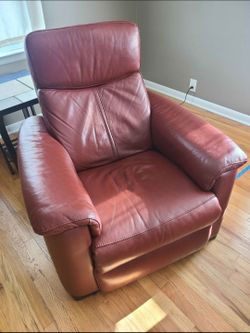 Scandinavian Designs Red Leather Power Recliner Chair