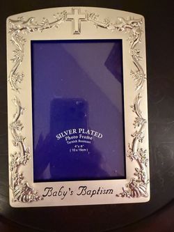 Baptism silver plated photo frame. New In Box.