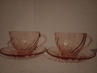 Rosaline "Pink Swirl" Tea Cups