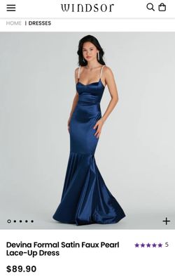 Windsor Devina Formal Satin Faux Pearl Lace-Up Dress