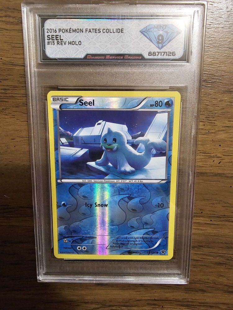 Pokemon Graded Slab DSG 9 Seel #15 (2016) Fates Collide Reverse Holo