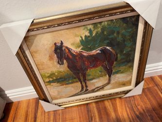 Framed horse painting