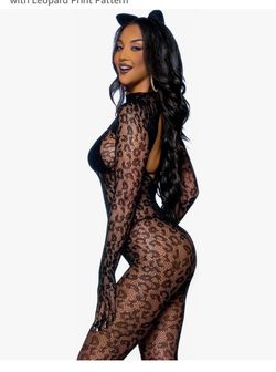 Sexy Leopard Women, Stretchy Fishnet