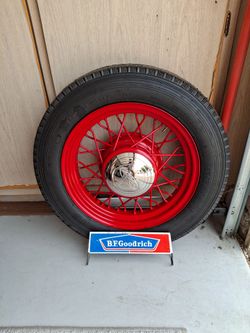 Ford 17 in rim new tire year 32 or 34 with b f  stand
