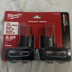 Milwaukee M12 Red Lithium XC 4.0 2 Pack 