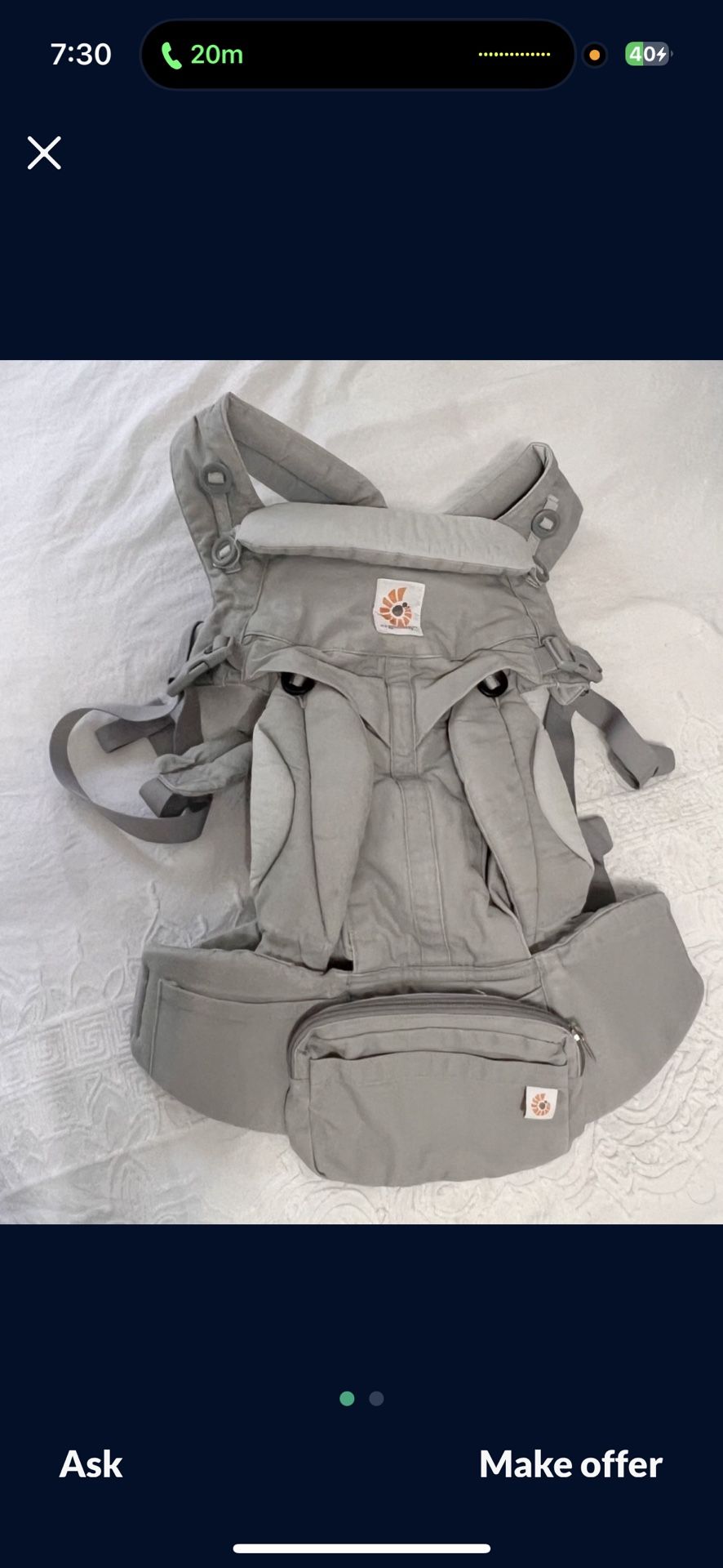 Baby Ergo Carrier Like New 