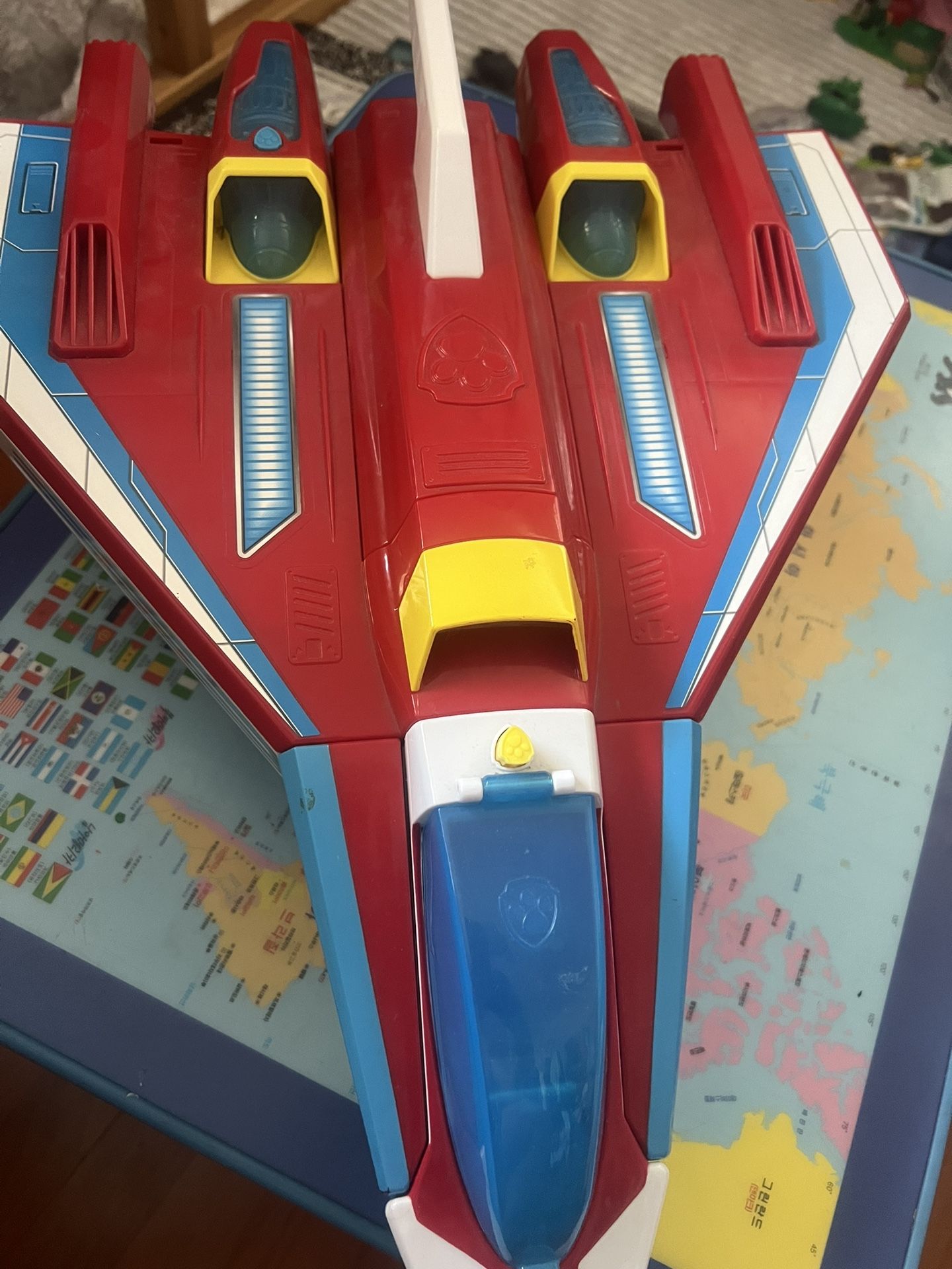 Kids Paw Patrol, Super Paws, 2-in-1 Transforming Mighty Pups Jet Command Center with Lights and Sounds $50