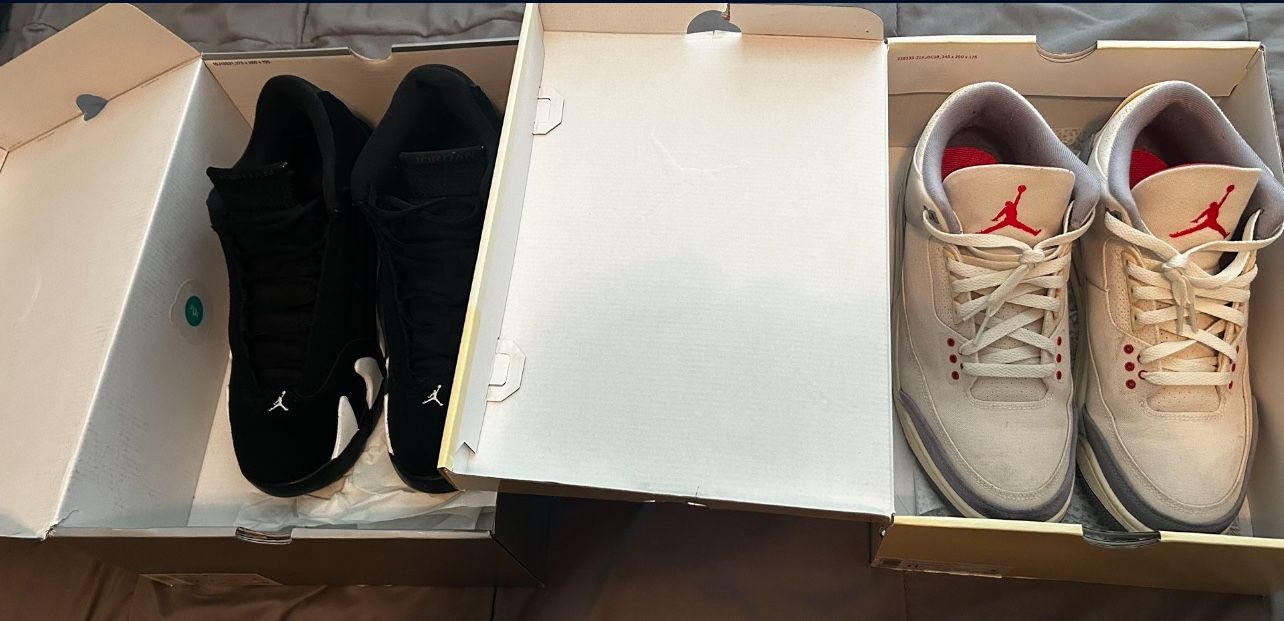 Jordan 14 Black And White / Jordan 3 Muslin