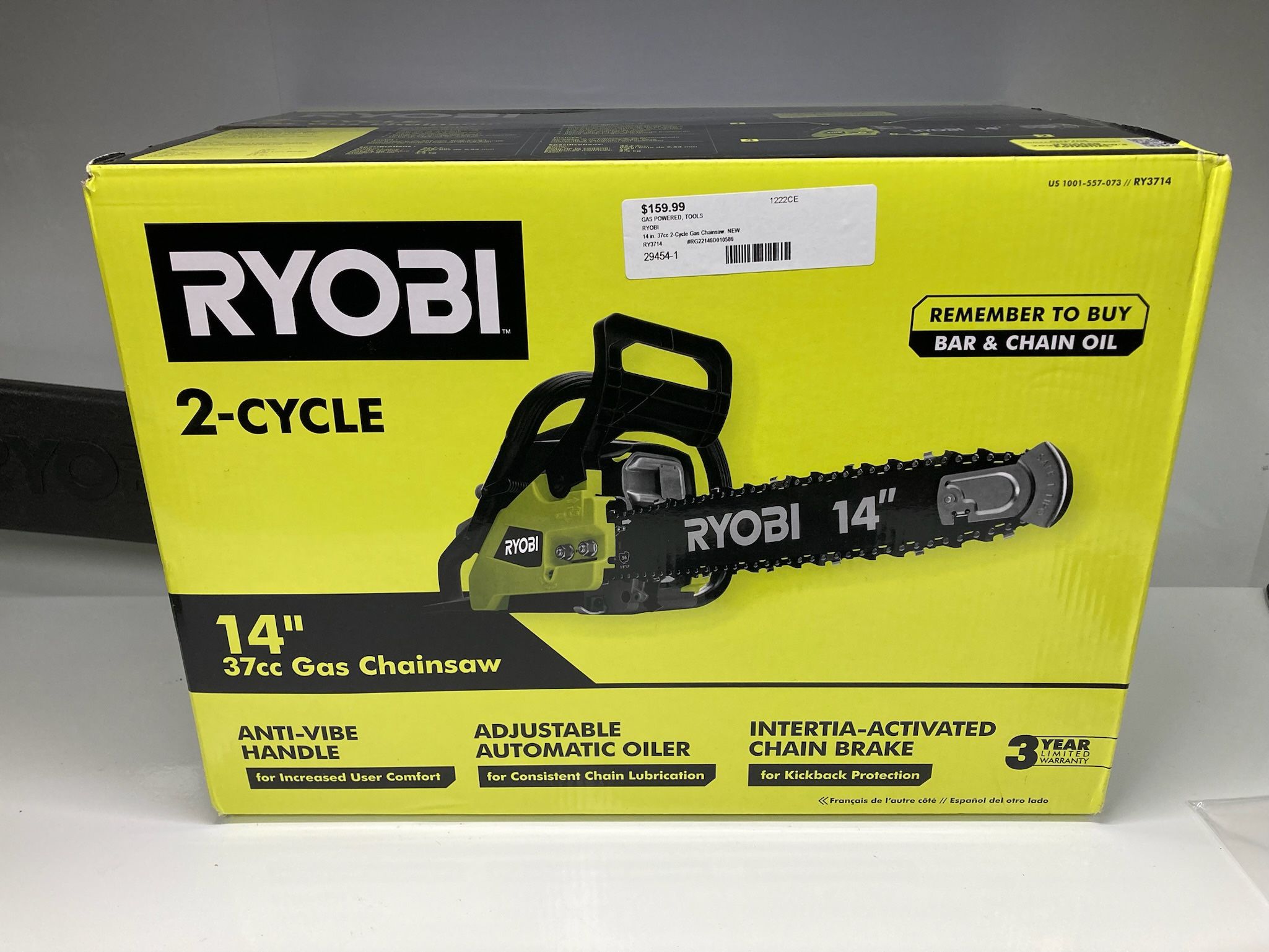 RYOBI RY3714 14” 37 cc 2-Cycle Gas Chainsaw