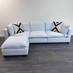 🔥 Brand new super comfortable light grey fabric L shape sectional couch/sofa • Pay After Delivery 🚚