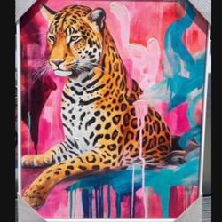 Pink Leopard Canvas Painting 