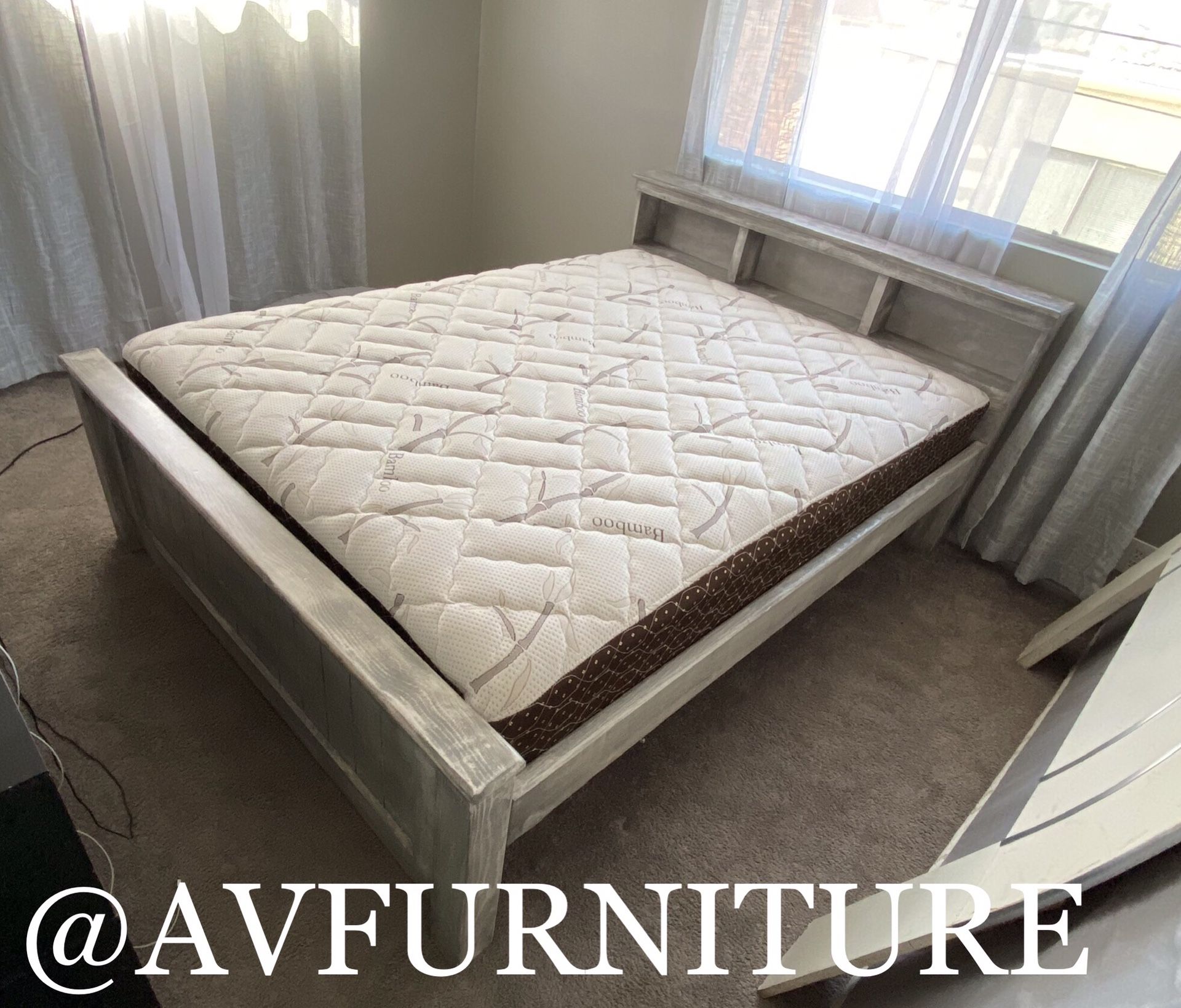 Solid Wood Full Bed And Mattress