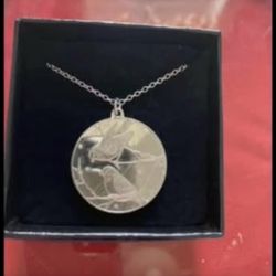 Don Everhart Sterling Silver (marked) Winter Bird Love Medallion Pendant With Chain 1977 Vintage 