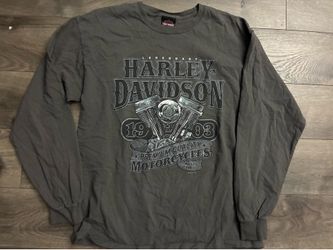 Harley Davidson T-Shirt Military Tee Overseas Tour Long sleeve Men's Large