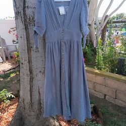 Free People dress linen blue XS