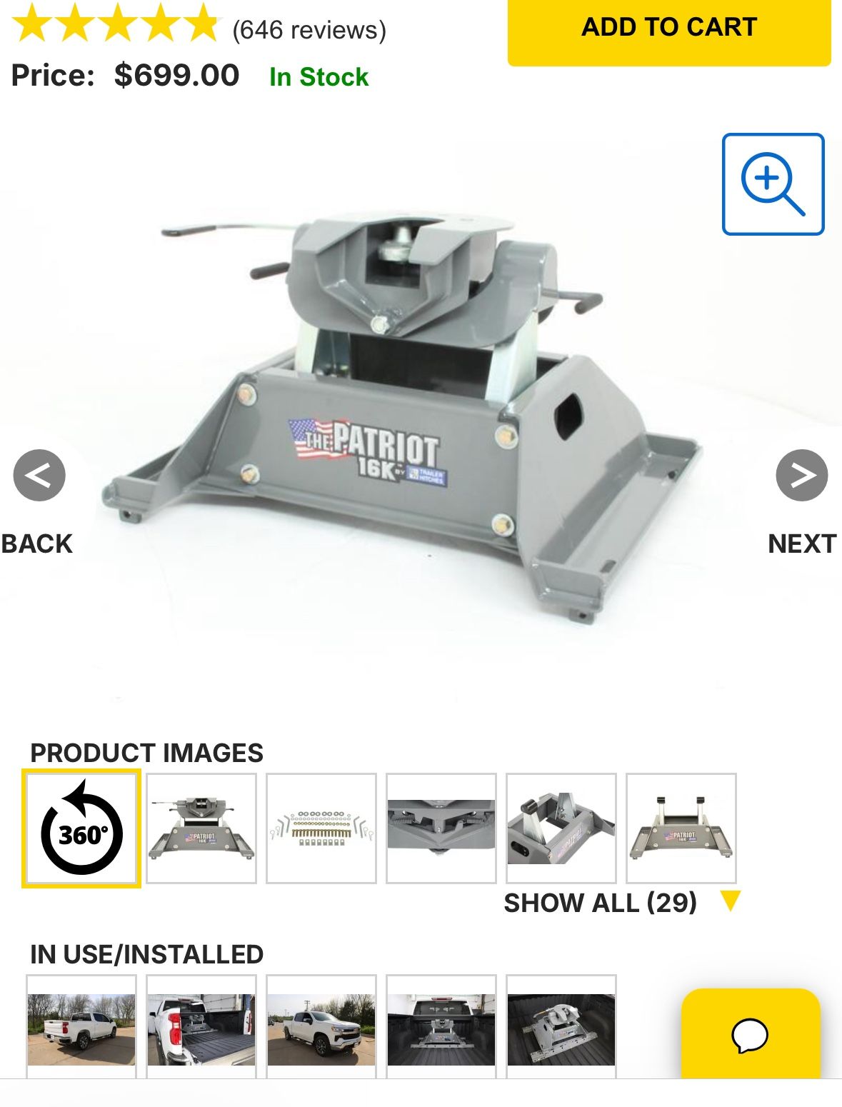 B&W Patriot 5th Wheel Trailer Hitch